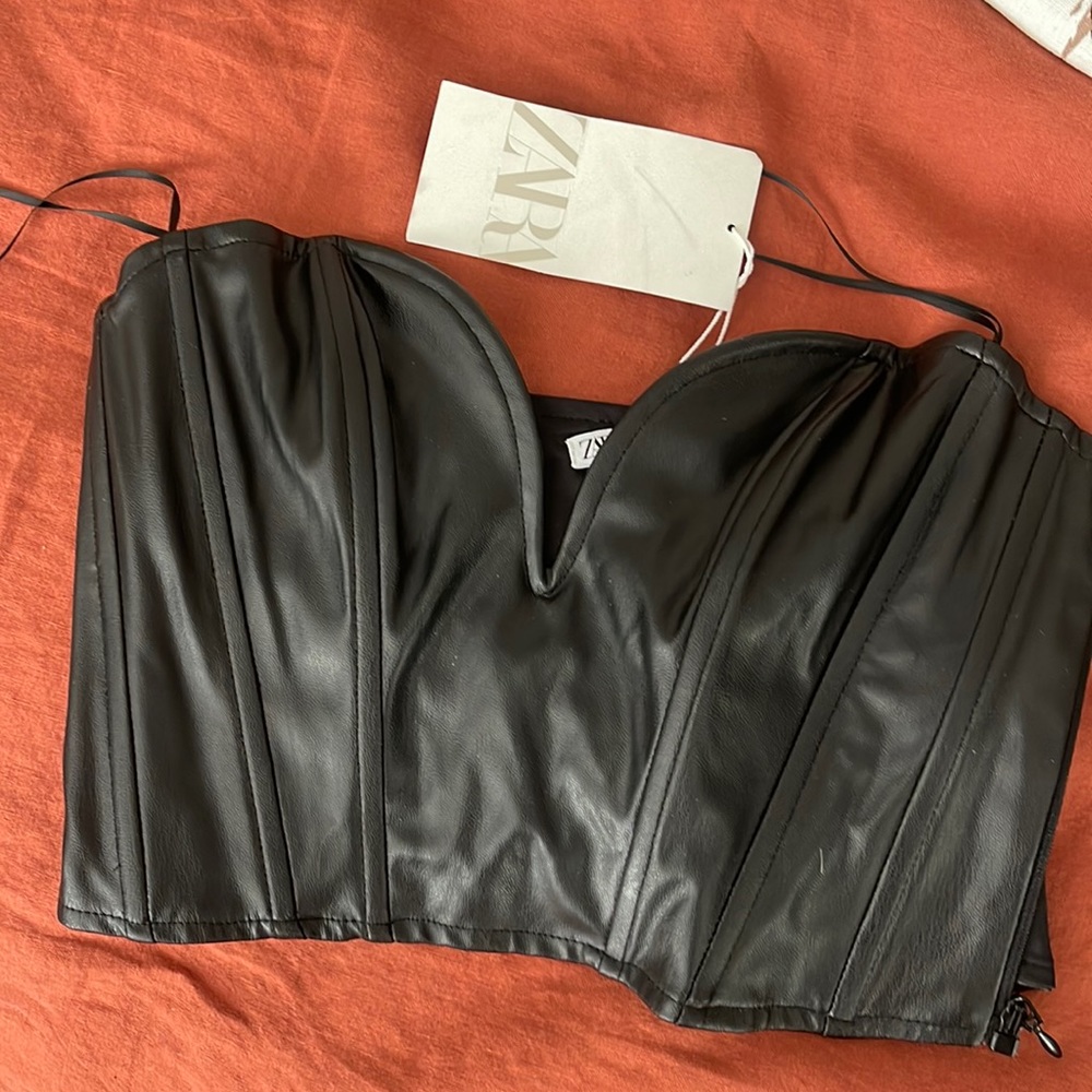 Zara faux leather bustier